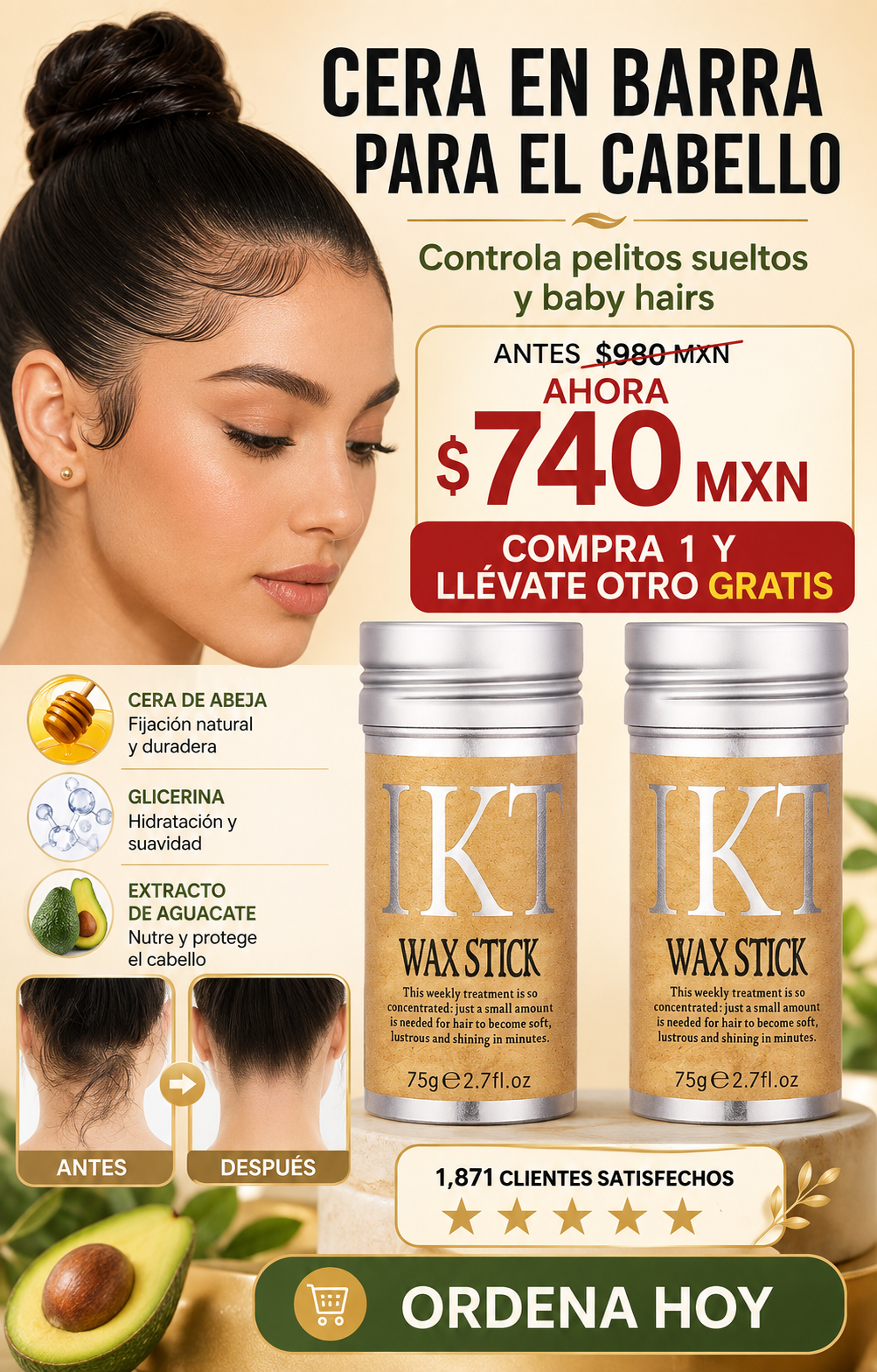Cera Wax Stick Fijadora Cabello dañado