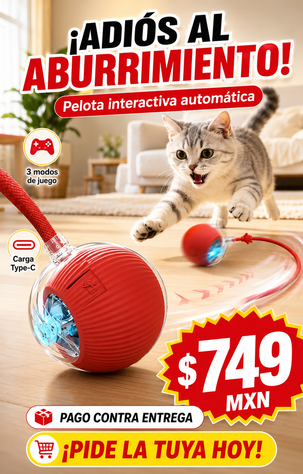 Juguete Pelota Recargable Para Mascota