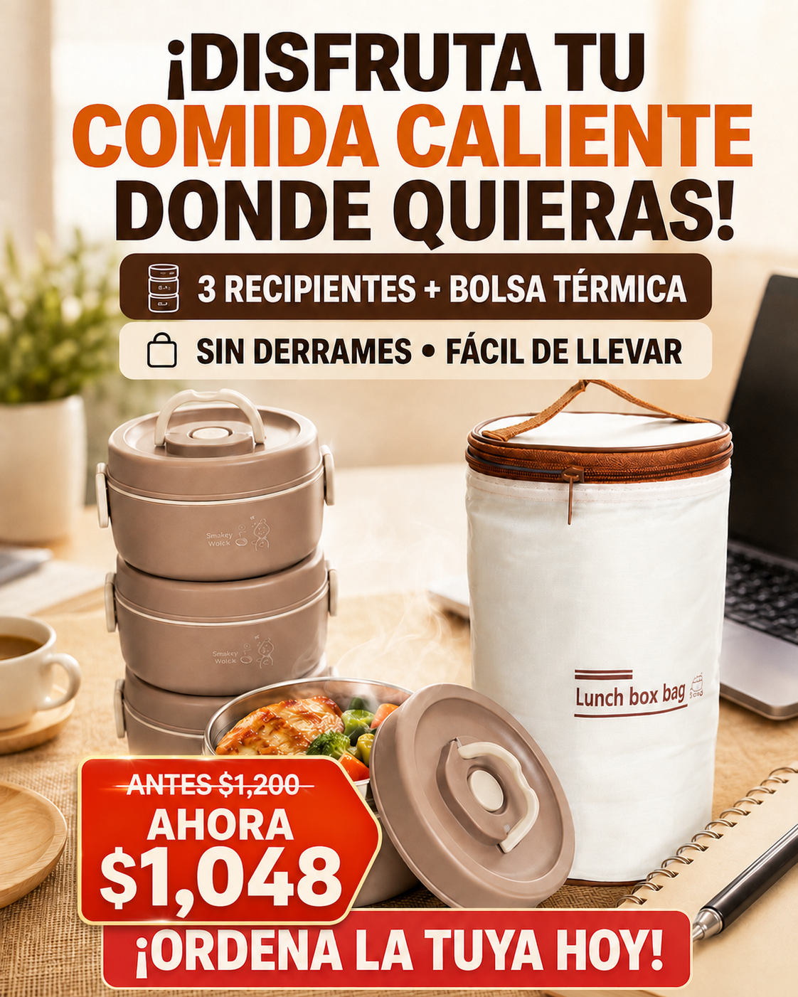 Lonchera Termica con 3 Tupper Viral